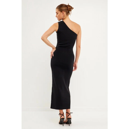 Endless Rose One Shoulder Cutout Maxi Dress Dresses Black - Image 4