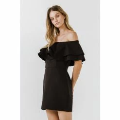 Endless Rose Ruffled Off Shoulder Mini Dress Dresses Black -Endless Rose Shop unnamed file 738