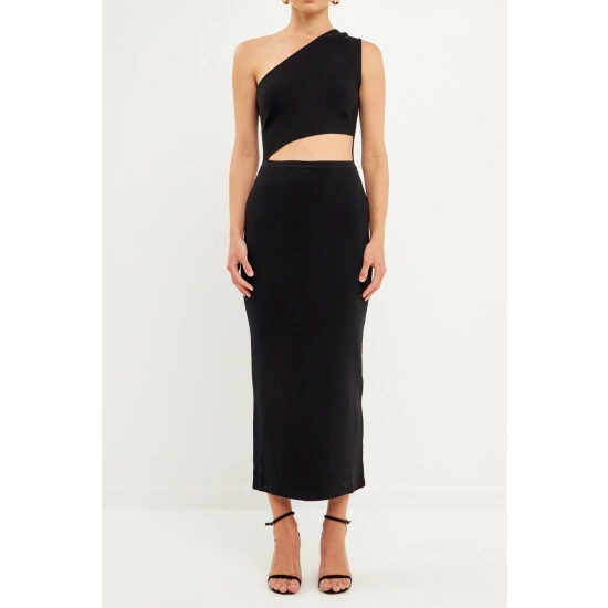 Endless Rose One Shoulder Cutout Maxi Dress Dresses Black - Image 5