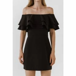 Endless Rose Ruffled Off Shoulder Mini Dress Dresses Black -Endless Rose Shop unnamed file 740