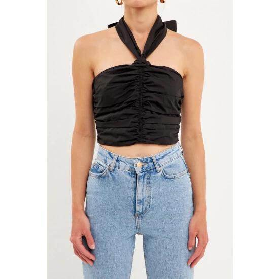 Endless Rose Halter Loop Ruched Top Tops Off White - Image 5