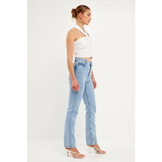 Endless Rose Halter Loop Ruched Top Tops Off White - Image 7