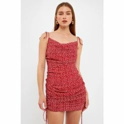 Endless Rose Floral Double Spaghetti Tie Mini Slip Dress Dresses Red