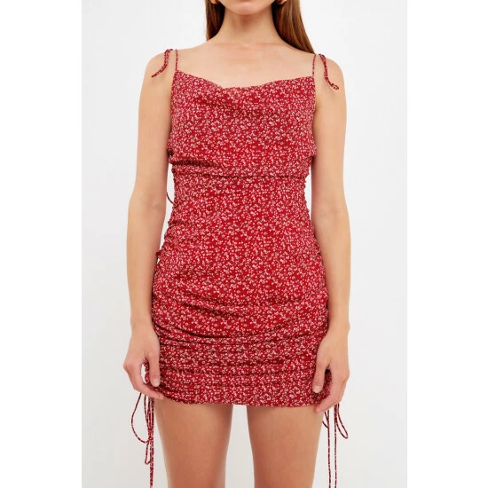 Endless Rose Floral Double Spaghetti Tie Mini Slip Dress Dresses Red - Image 5