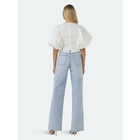 Endless Rose Puff Sleeve Detail Top Tops White - Image 4