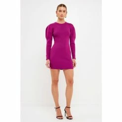 Endless Rose Puff Sleeve Knit Dress Dresses Black