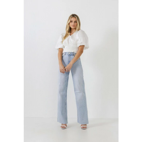 Endless Rose Smocked Waist Top Tops White - Image 2