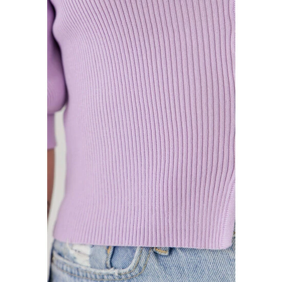 Endless Rose Puff Short Sleeve Button Front Sweater Top Tops Lilac 6 Endless Rose Puff Short Sleeve Button Front Sweater Top Tops Lilac - Image 6