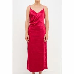 Endless Rose Wrap Over Satin Slip Dress - Rouge Dresses