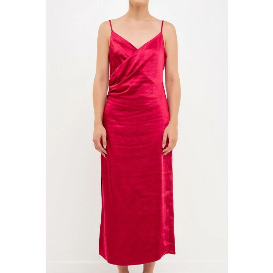 Endless Rose Wrap Over Satin Slip Dress - Rouge Dresses 1 Endless Rose Wrap Over Satin Slip Dress - Rouge Dresses