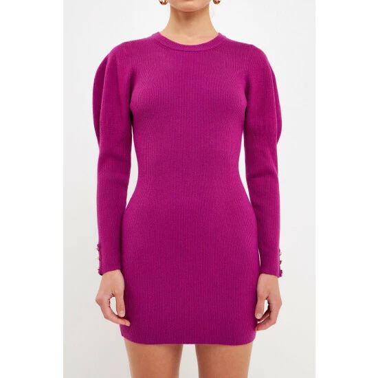 Endless Rose Puff Sleeve Knit Dress Dresses Black - Image 5