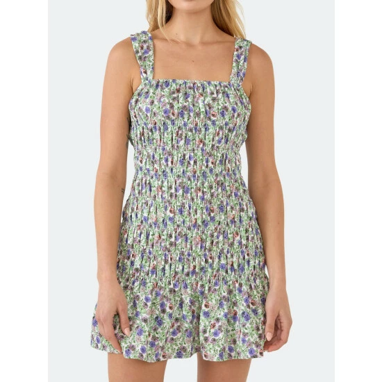 Endless Rose Floral Scooped Back Mini Ruffled Dress Dresses White/purple - Image 5