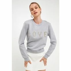 Endless Rose Lettering Beads Sweatshirt Sweatshirts & Sweaters Heather Grey