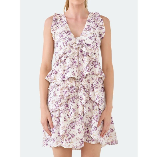 Endless Rose Multi Ruffled Layered Mini Dress Dresses Beige - Image 6