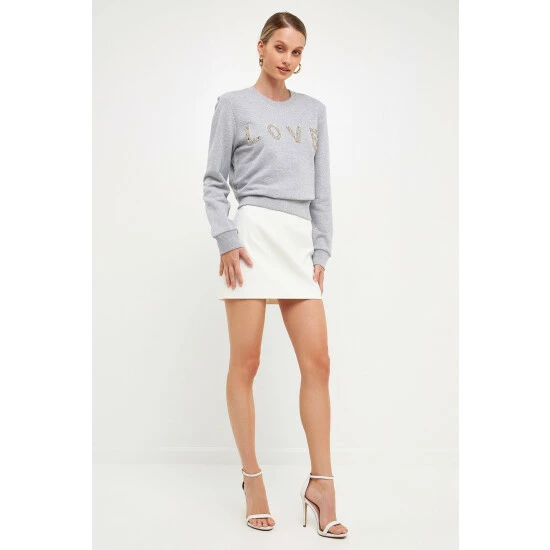 Endless Rose Lettering Beads Sweatshirt Sweatshirts & Sweaters Heather Grey - Image 3