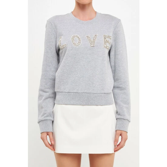 Endless Rose Lettering Beads Sweatshirt Sweatshirts & Sweaters Heather Grey - Image 5