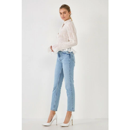 Endless Rose Smocked Blouse Tops White - Image 3