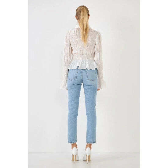 Endless Rose Smocked Blouse Tops White - Image 4