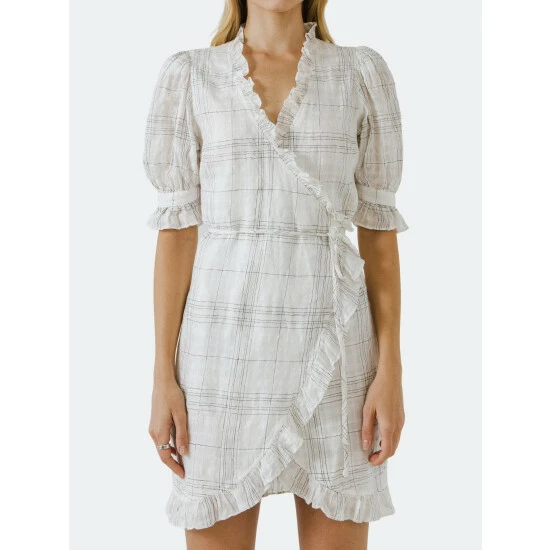 Endless Rose Linen Wrap Dress Dresses White - Image 2