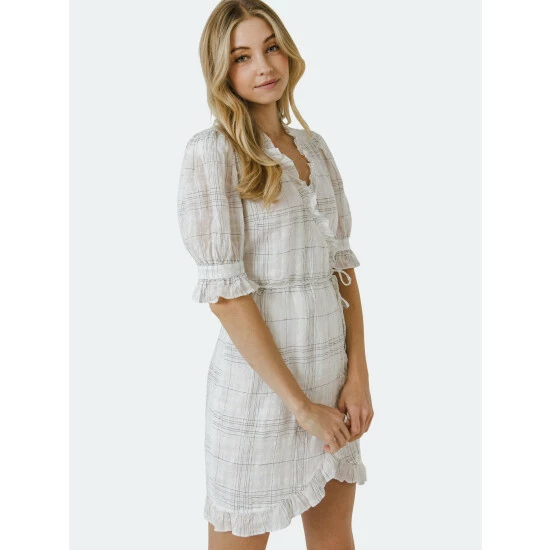 Endless Rose Linen Wrap Dress Dresses White - Image 3